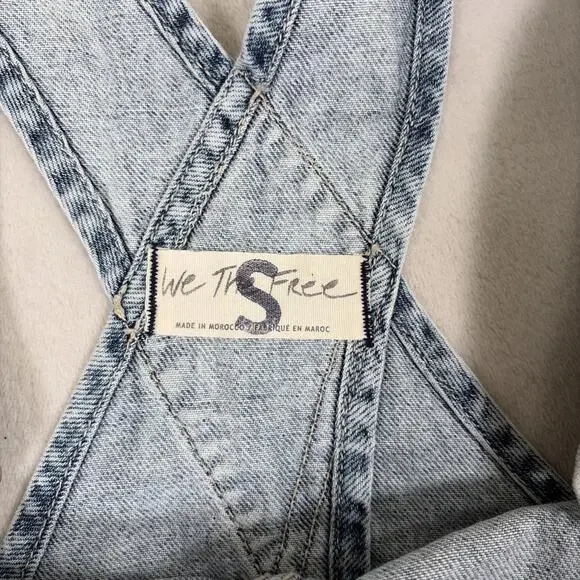 Free People We The Free Ziggy Denim Overall Straight Leg Bibs Women’s Size Small - Picture 11 of 16